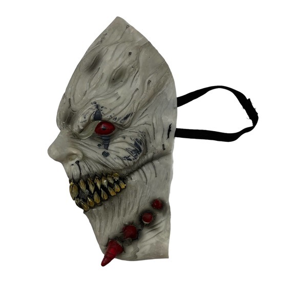 Adult Halloween Face Mask. Scary Costume. Demon‎ Mask. Gray Mask Red Eyes - Picture 4 of 6